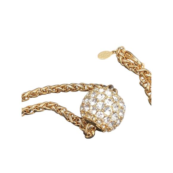 Vintage Joan Rivers Gold-Tone Necklace with Rhinestone Ball Pendant - Picture 3 of 9